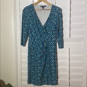 American Living Blue and Green Long Sleeve Dress